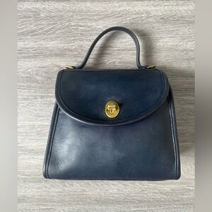 Vintage COACH Regina Bag #9983 Navy Blue 90s Top Handle Satchel Handbag